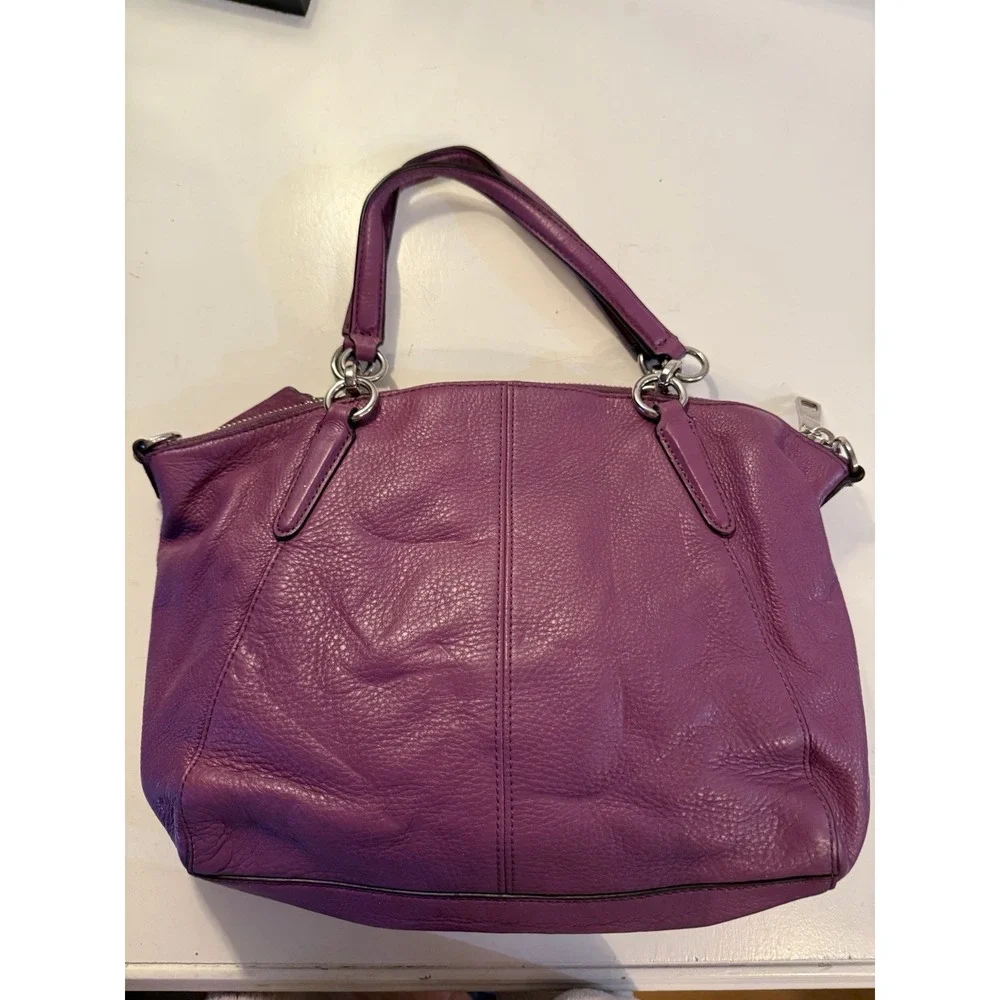 COACH Kelsey Purple  Crossbody Satchel Luxury‎ Designer Pebbled Leather 38675